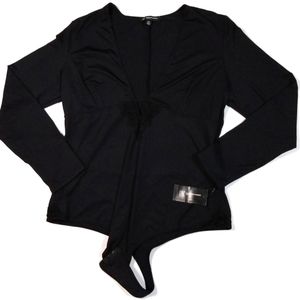 INC Women's Satin Bodysuit Black XXL NWT